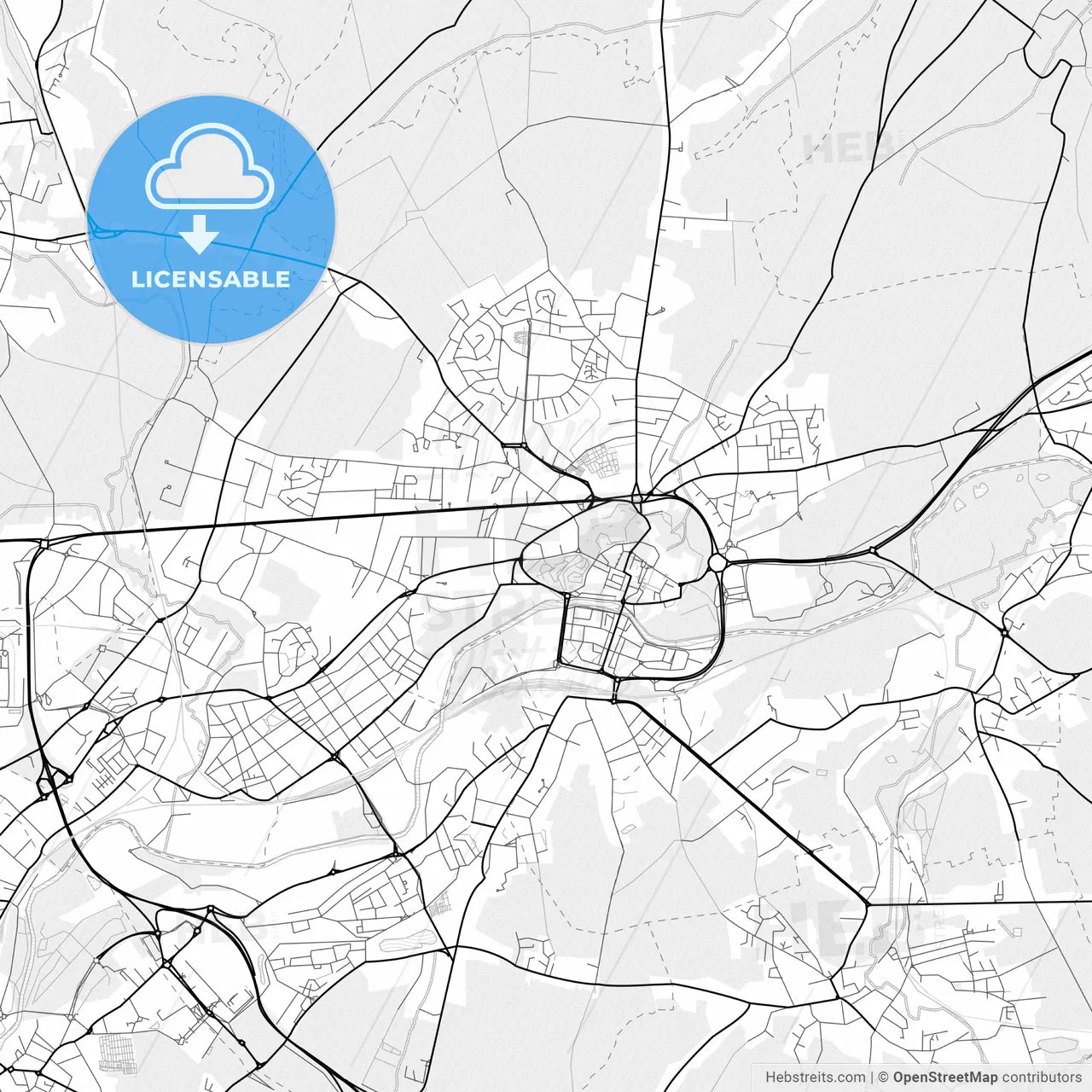Vector PDF map of Maubeuge, France