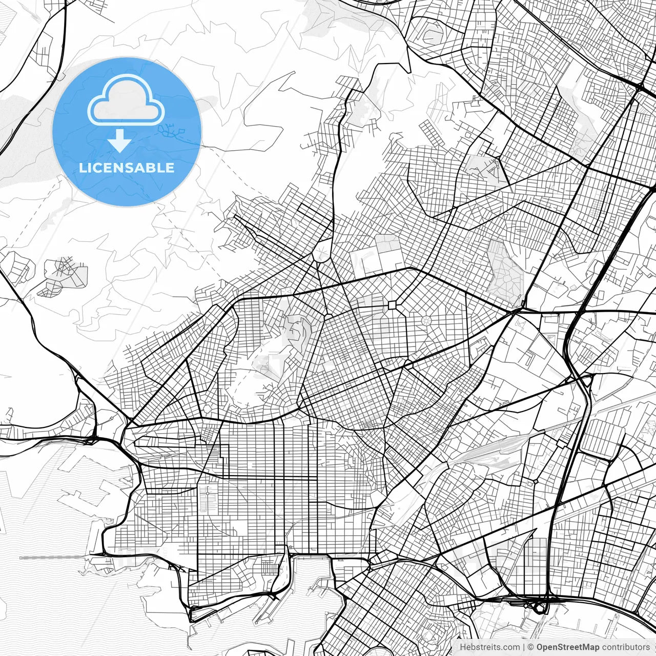Vector PDF map of Nikaia, Greece