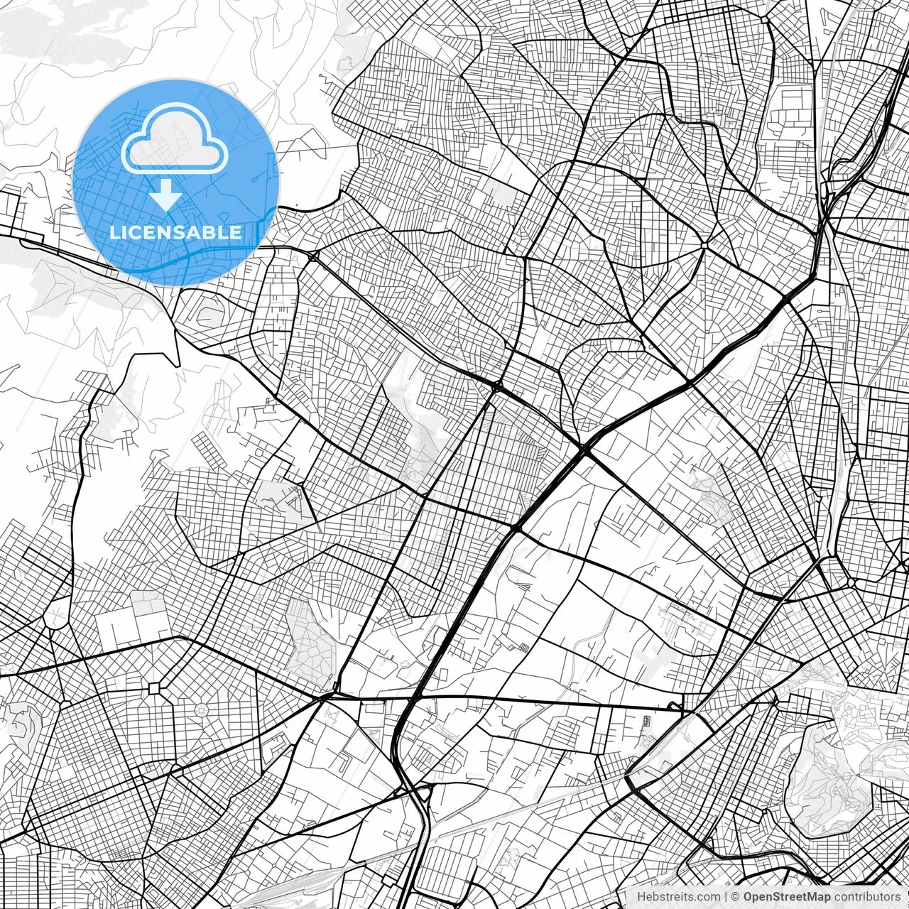Vector PDF map of Egaleo, Greece