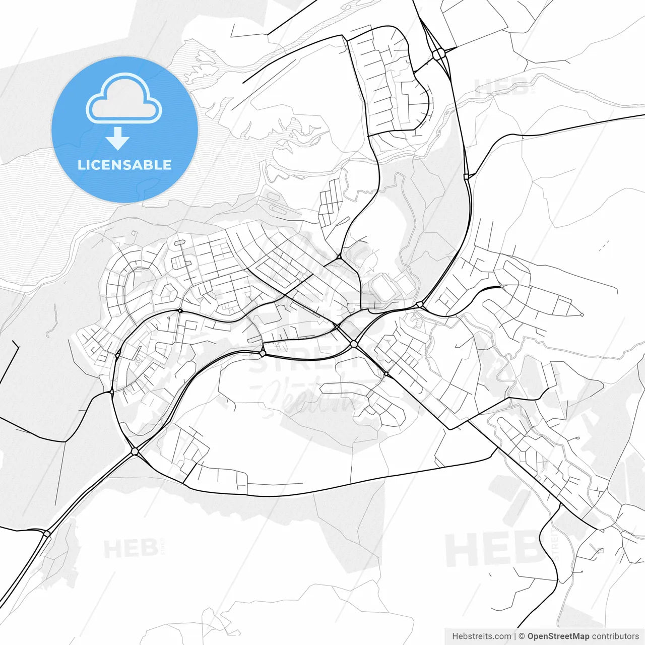 Vector PDF map of Mosfellsbær, Iceland