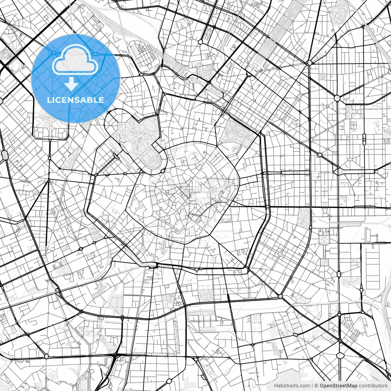 Vector PDF map of Milan, Italy