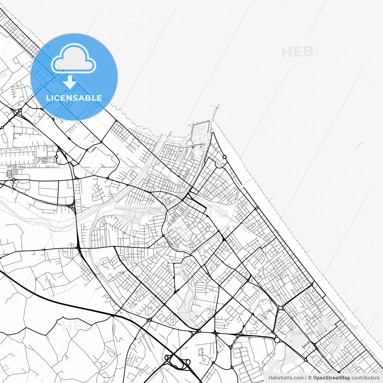 Vector PDF map of Rimini, Italy