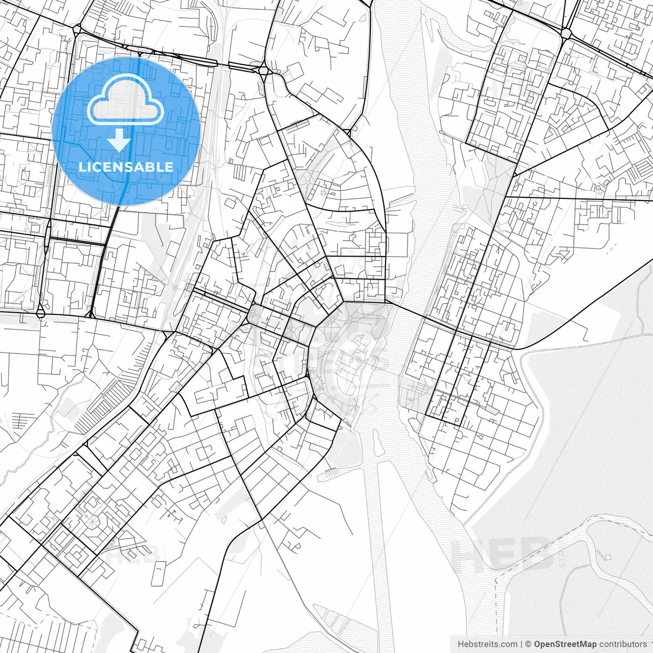 Vector PDF map of Veliky Novgorod, Russia