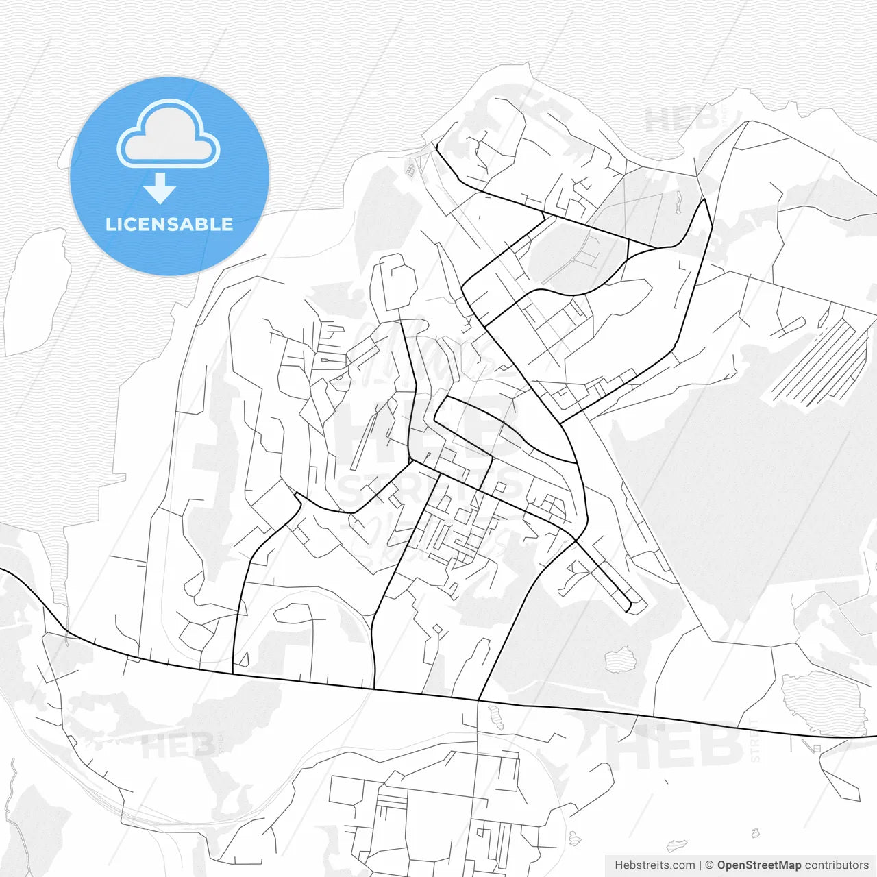 Vector PDF map of Severomorsk, Russia