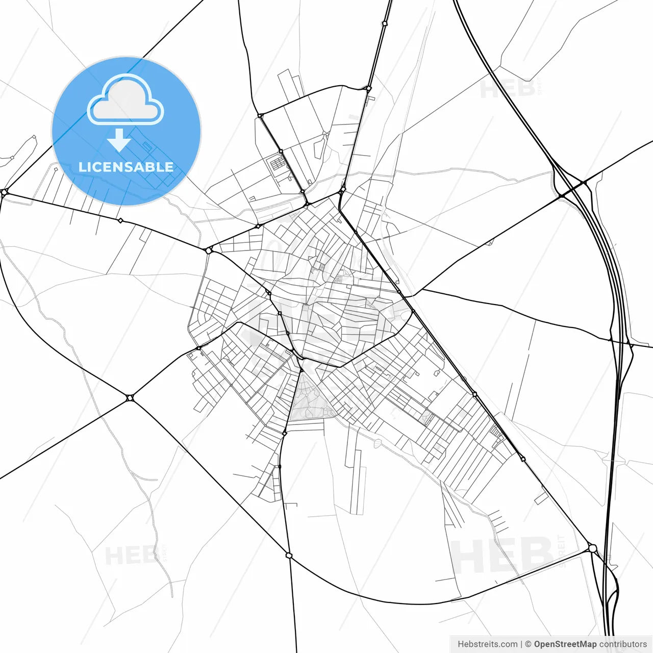 Vector PDF map of Almendralejo, Spain