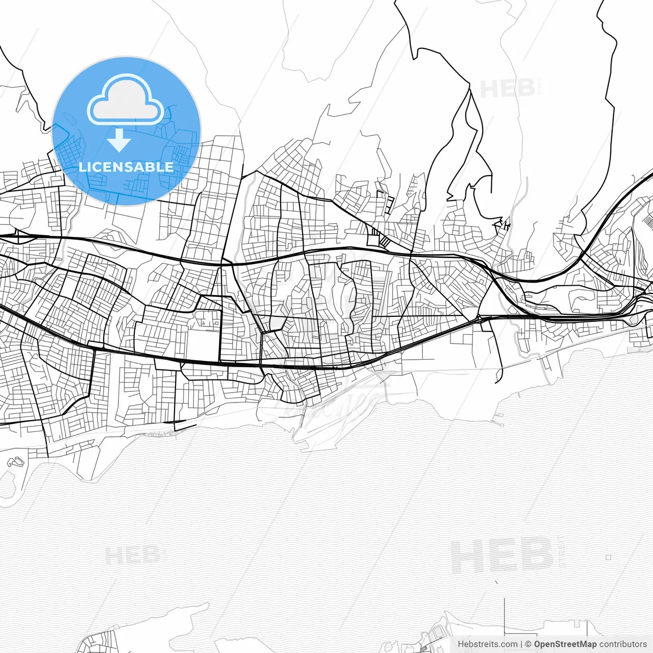 Vector PDF map of Derince, Turkey