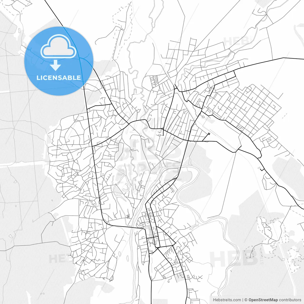 Vector PDF map of Izium, Ukraine
