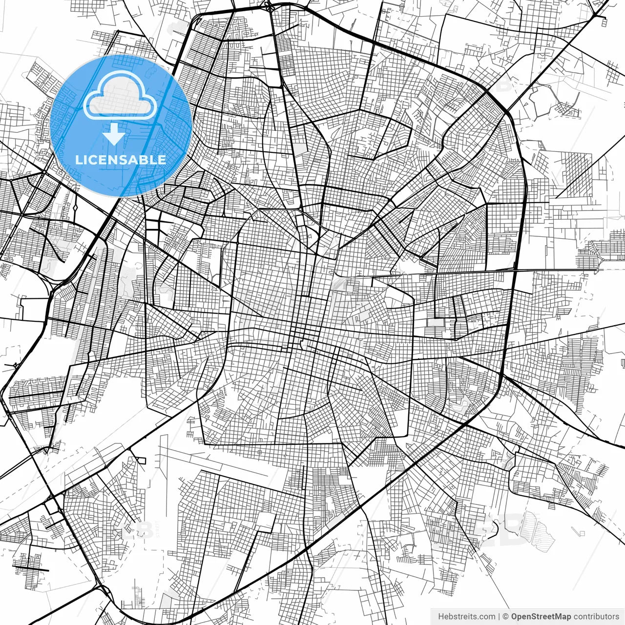 Vector PDF map of Mérida, Mexico