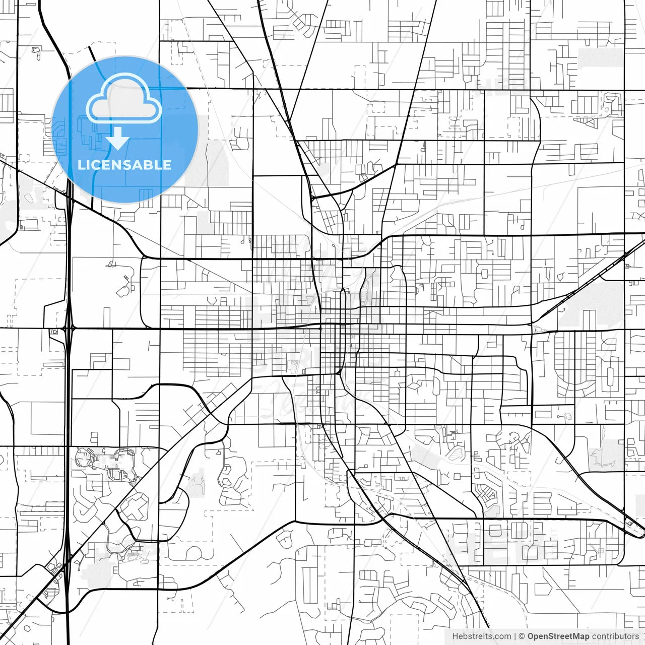 Vector PDF map of Ocala, Florida, United States
