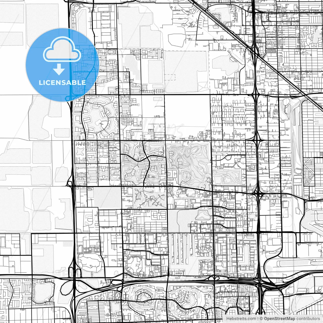 Vector PDF map of Doral, Florida, United States