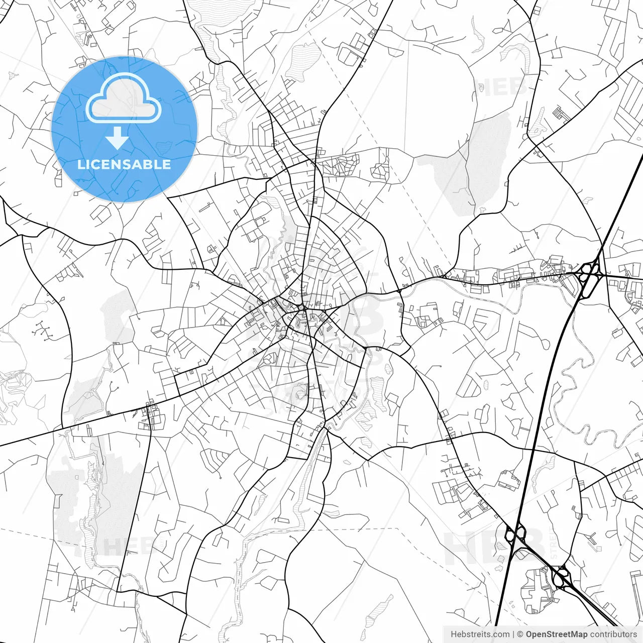 Vector PDF map of Taunton, Massachusetts, United States