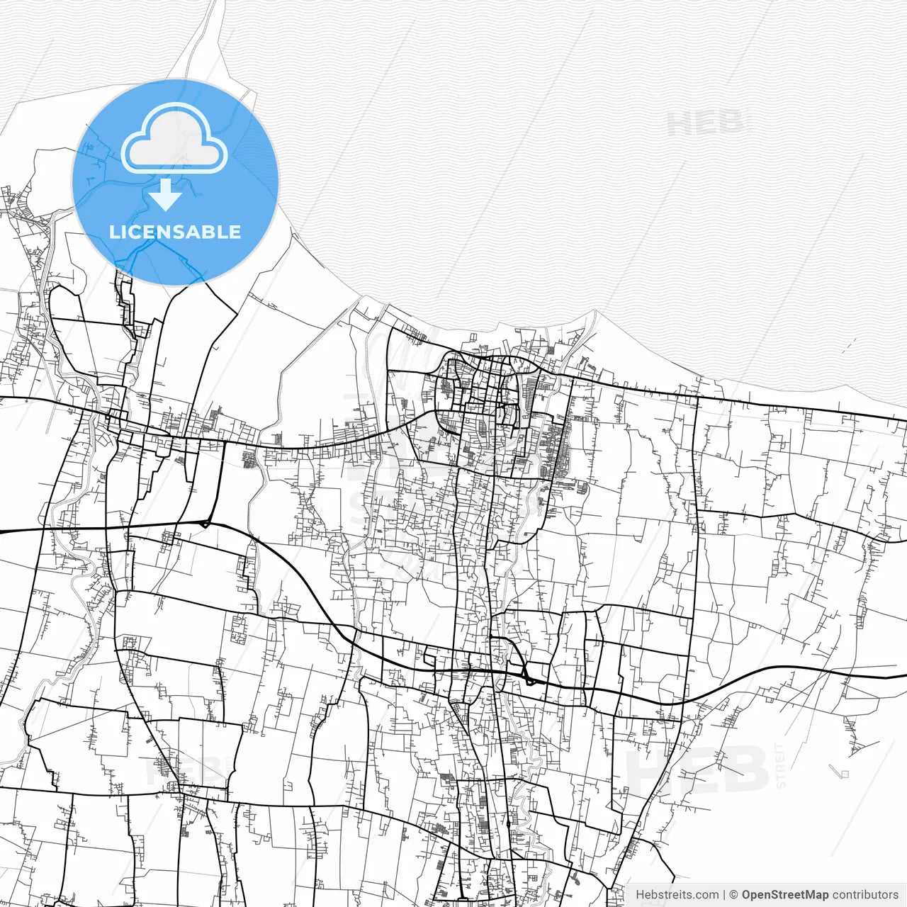 Vector PDF map of Tegal, Indonesia