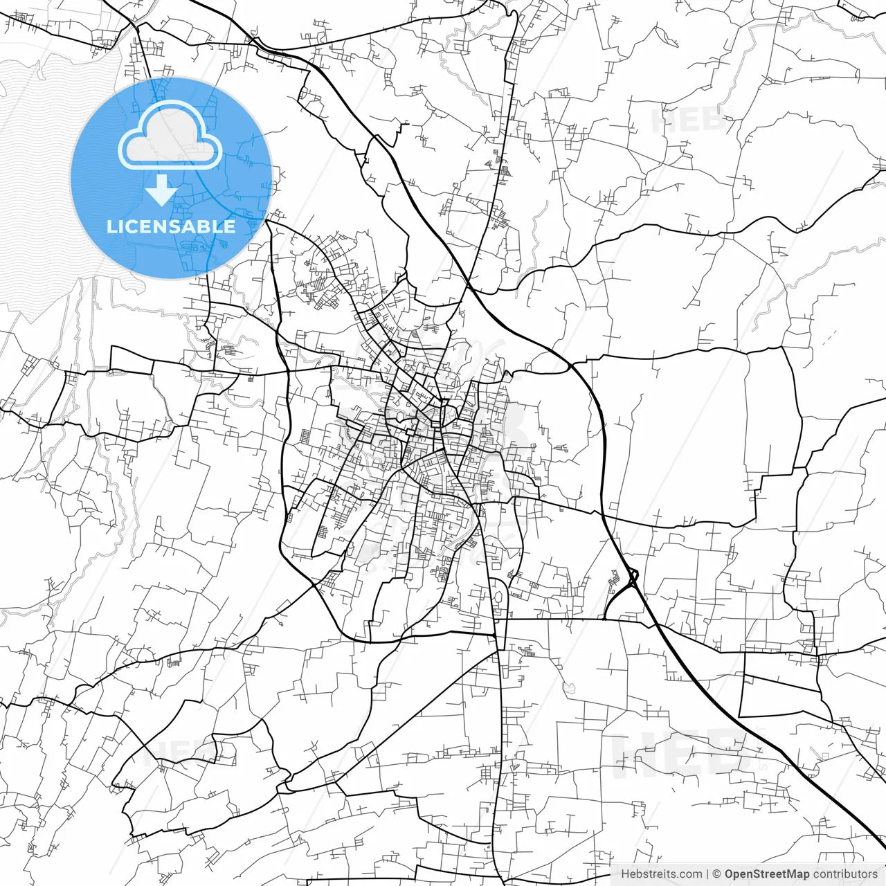 Vector PDF map of Salatiga, Indonesia