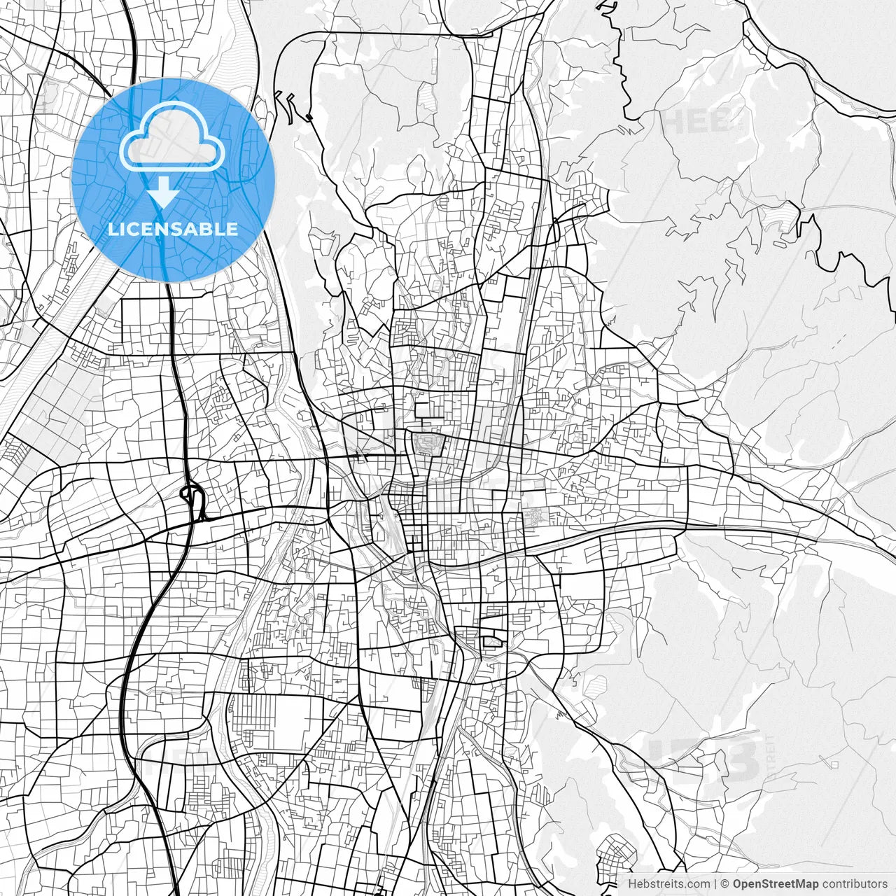 Vector PDF map of Matsumoto, Japan