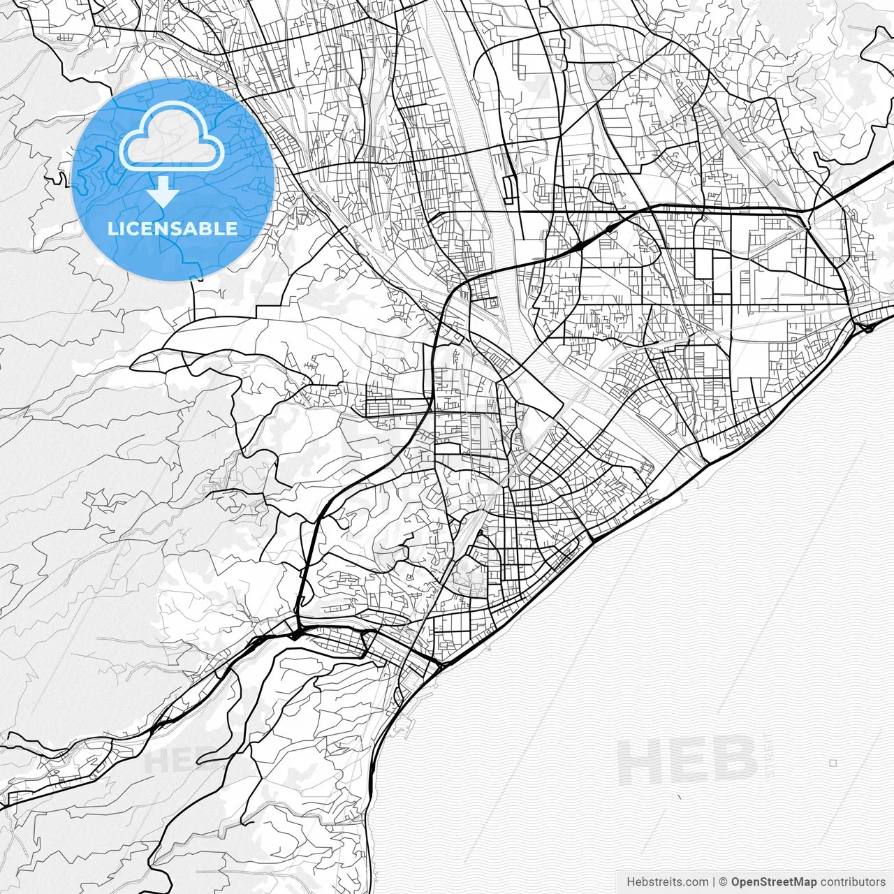 Vector PDF map of Odawara, Japan