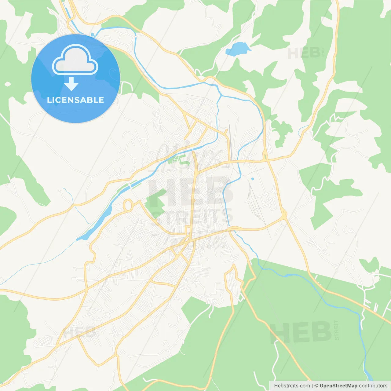 Mitrovice / Kosovska Mitrovica, Kosovo Vector Map - Classic Colors