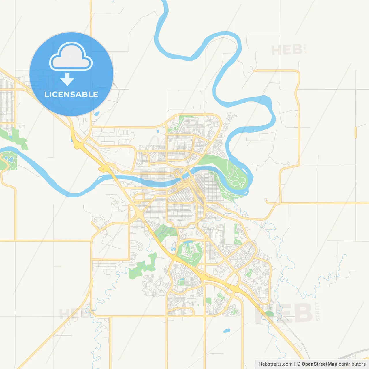 Empty vector map of Medicine Hat, Alberta, Canada