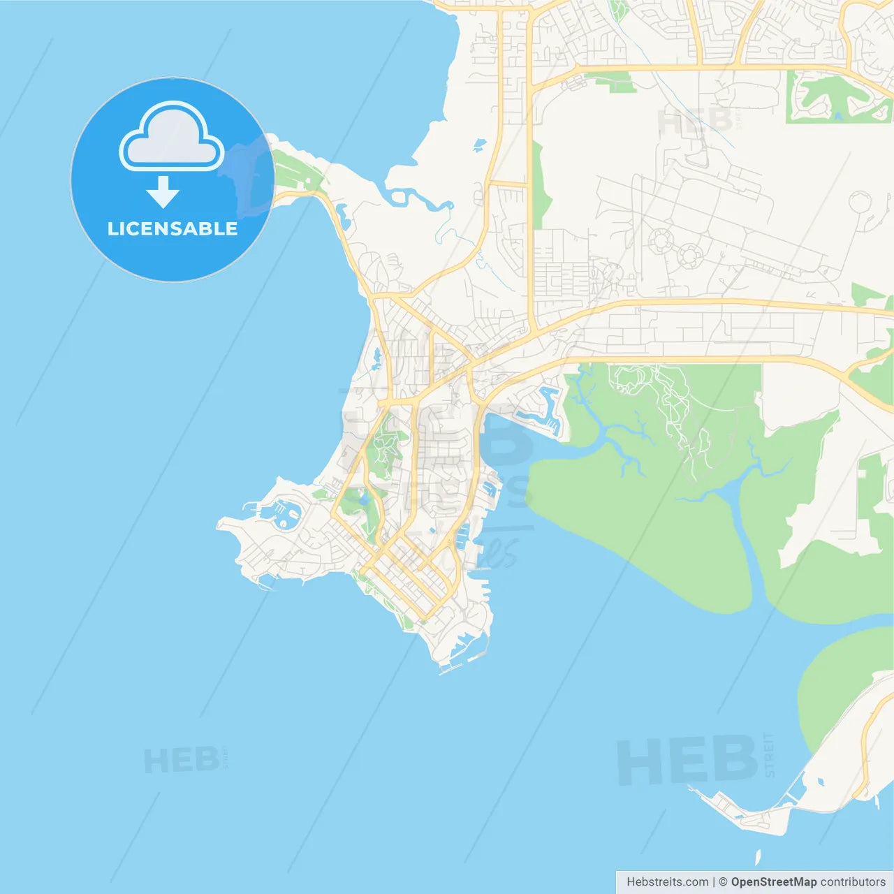 Printable street map of Darwin, Australia