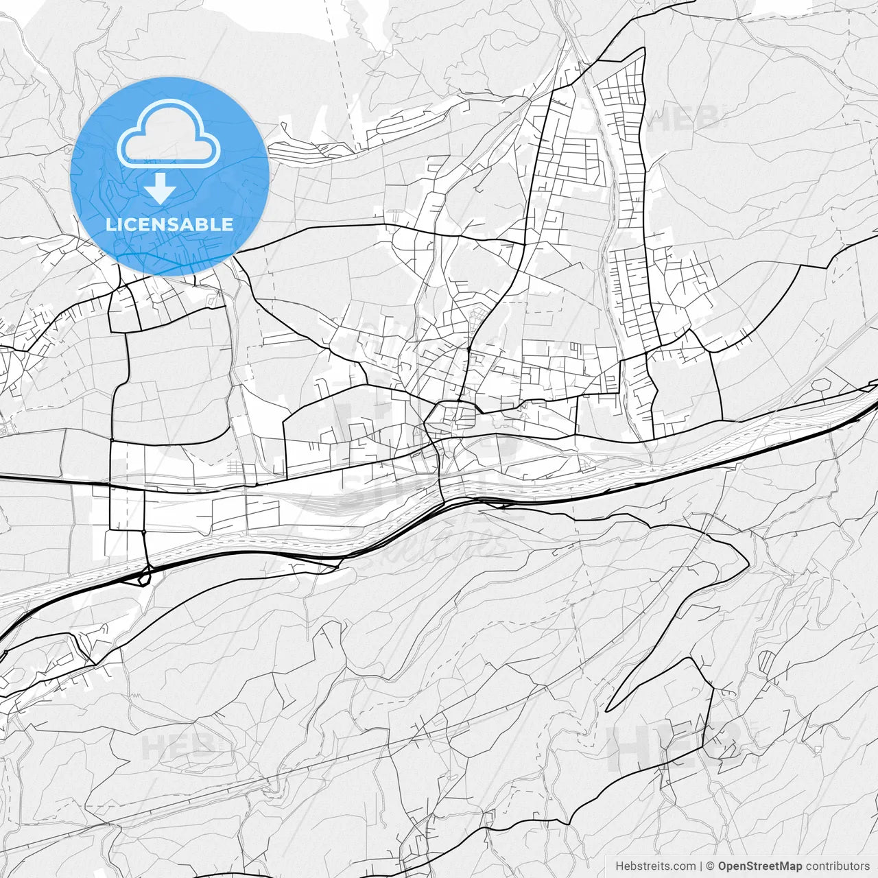 Vector PDF map of Hall in Tirol, Austria