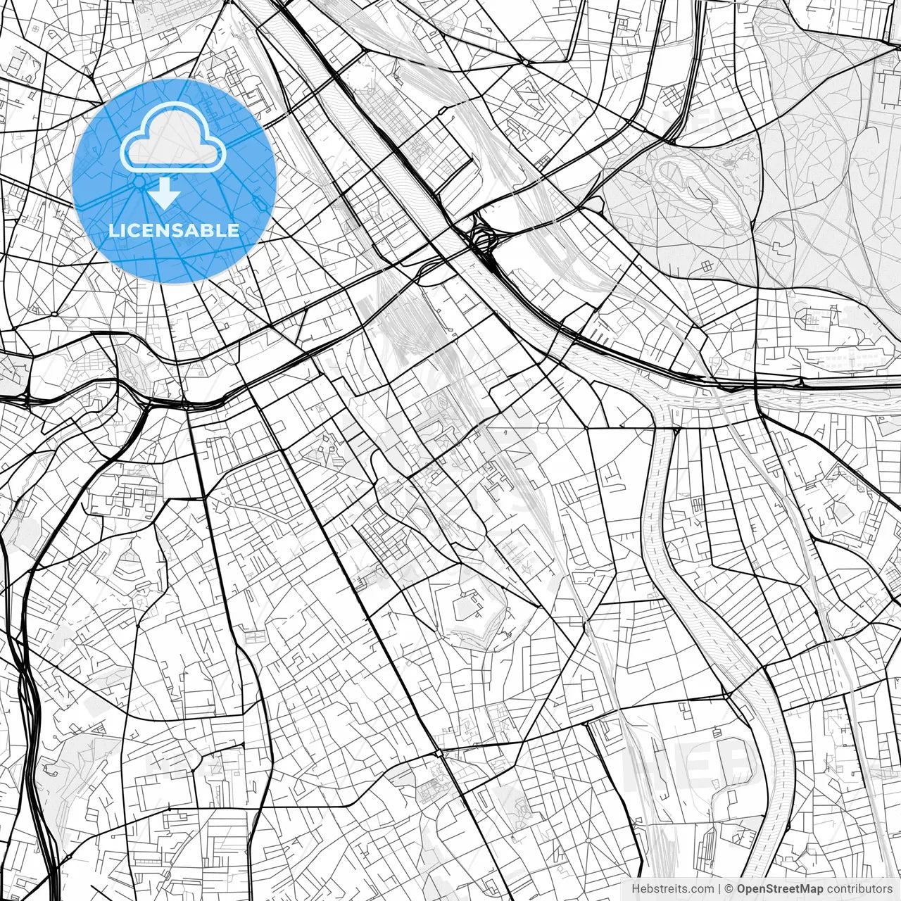 Vector PDF map of Ivry-sur-Seine, France