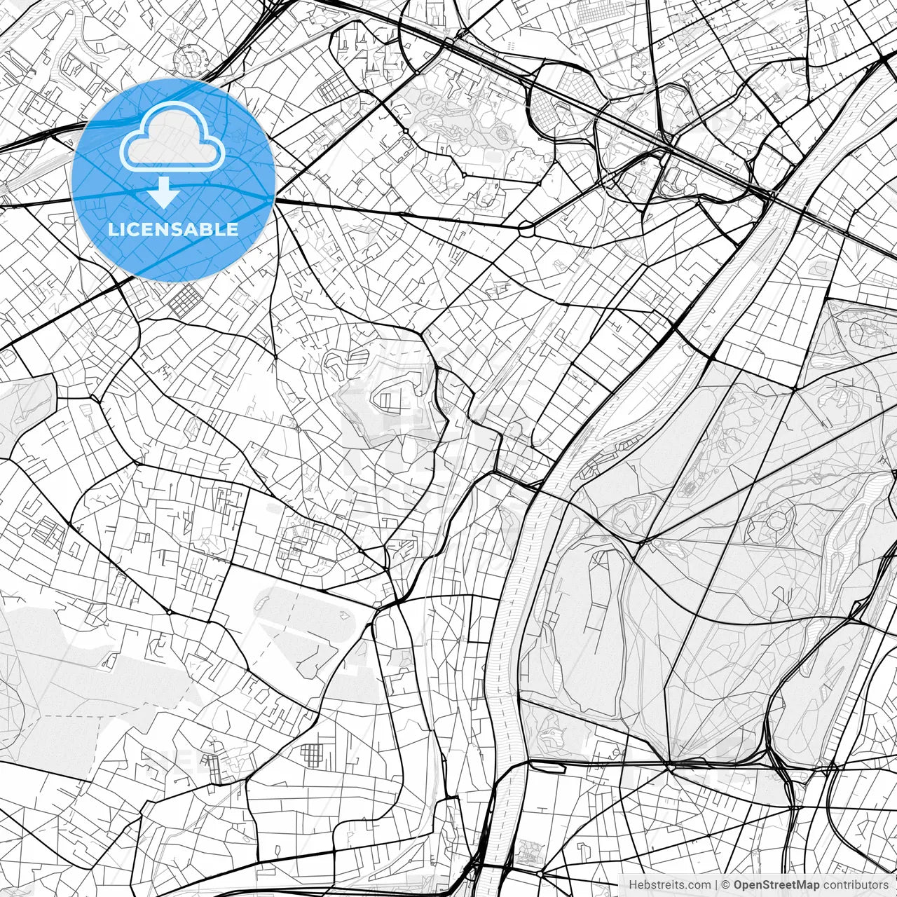 Vector PDF map of Suresnes, France