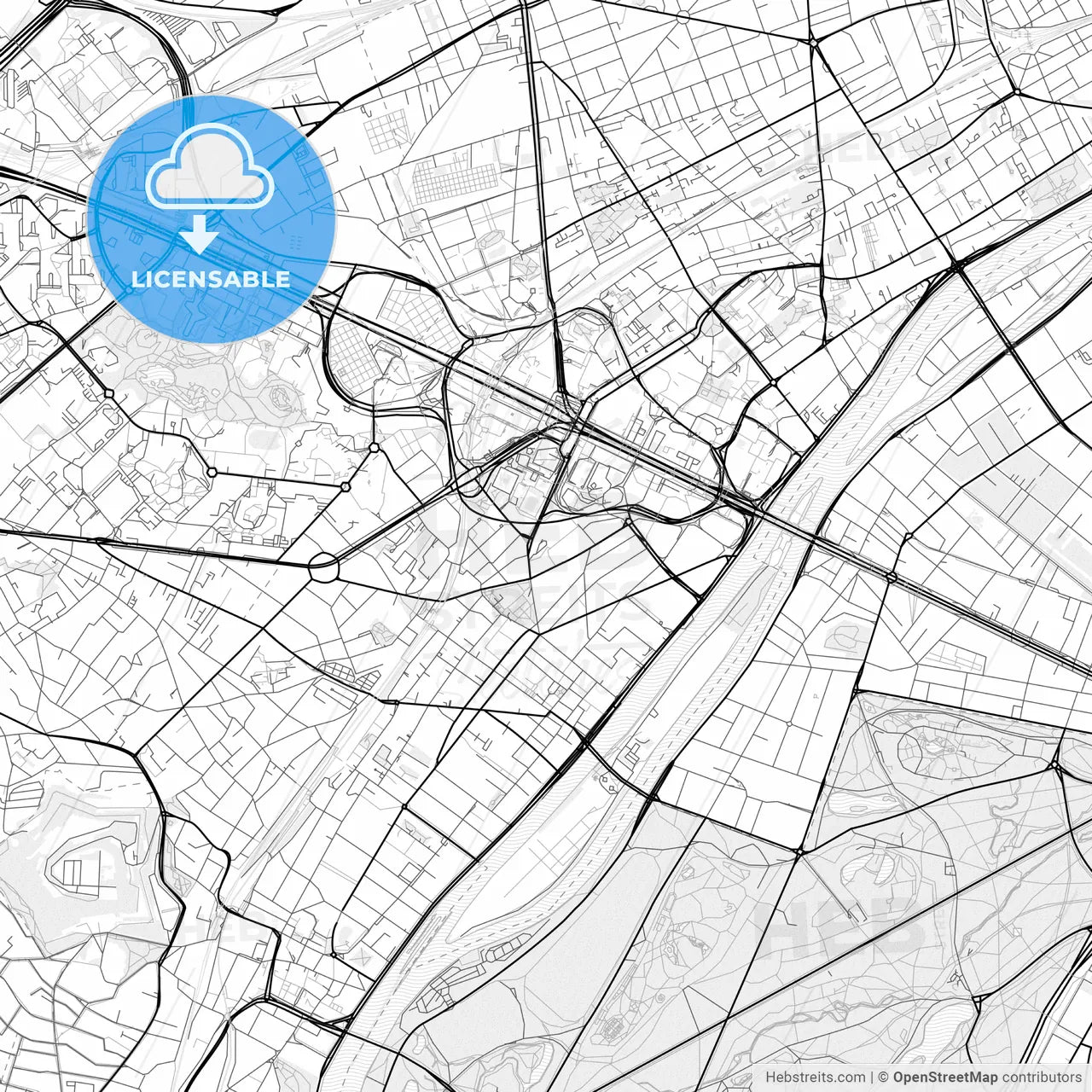 Vector PDF map of Puteaux, France