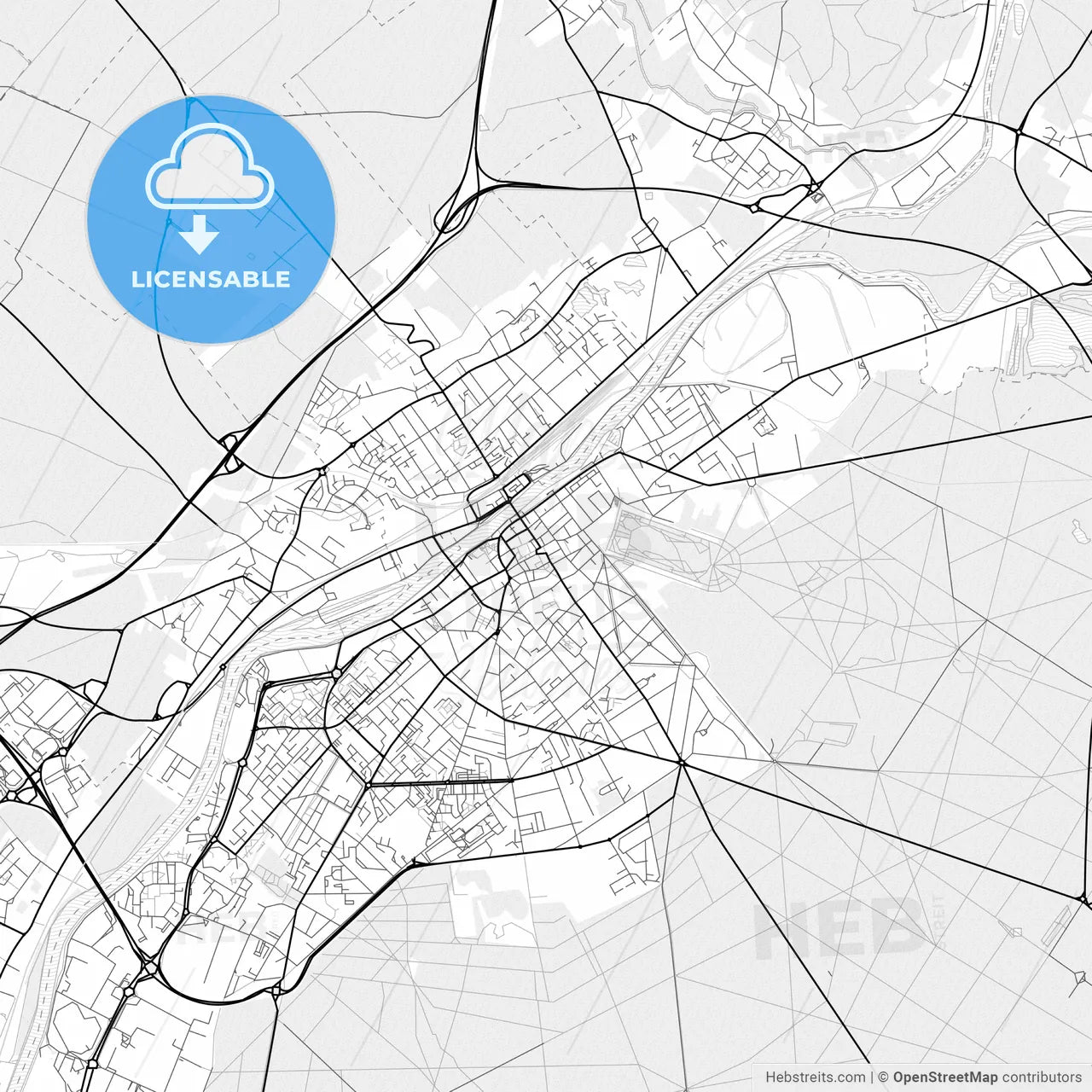 Vector PDF map of Compiègne, France