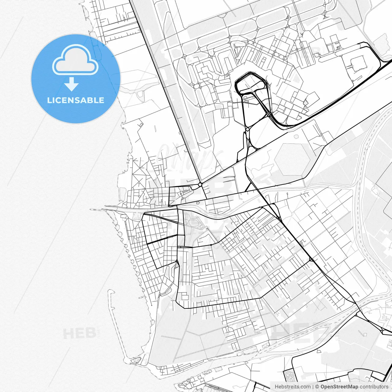 Vector PDF map of Fiumicino, Italy