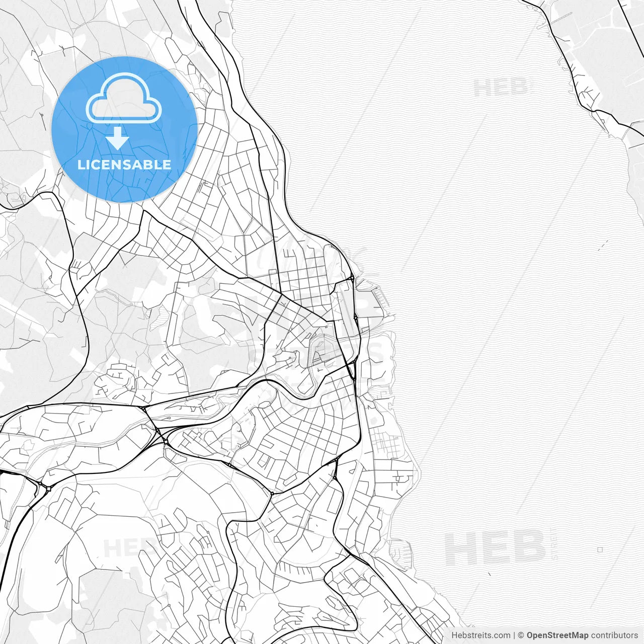Vector PDF map of Gjøvik, Norway