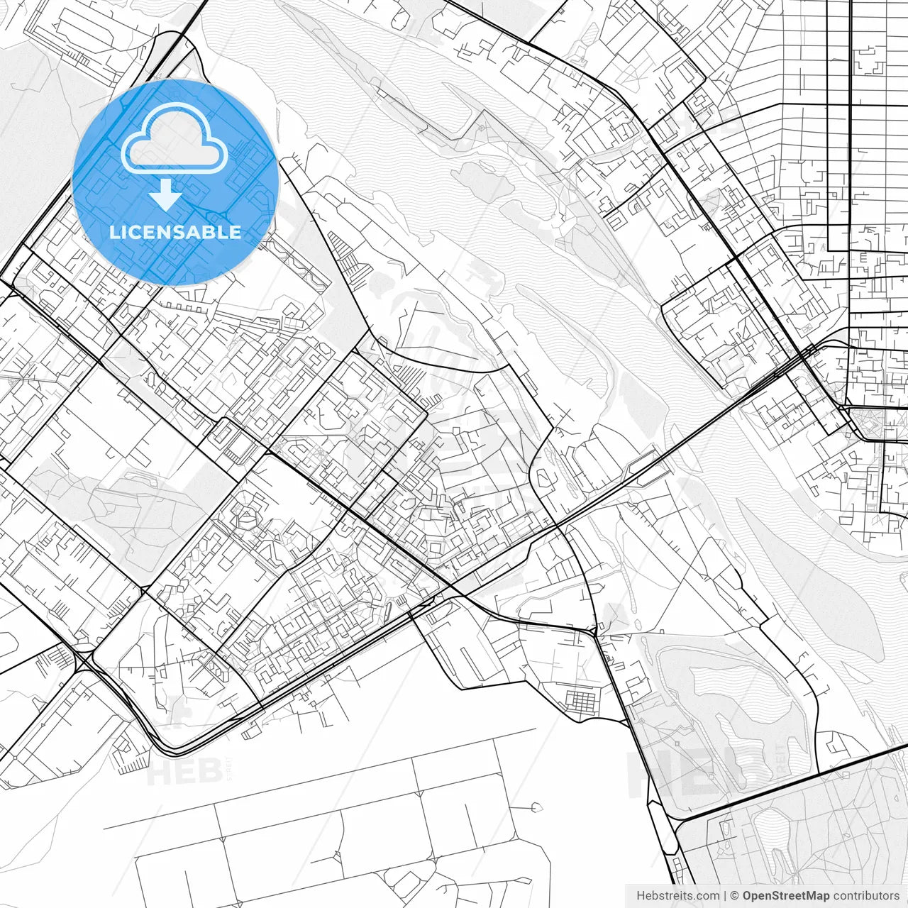Vector PDF map of Omsk, Russia