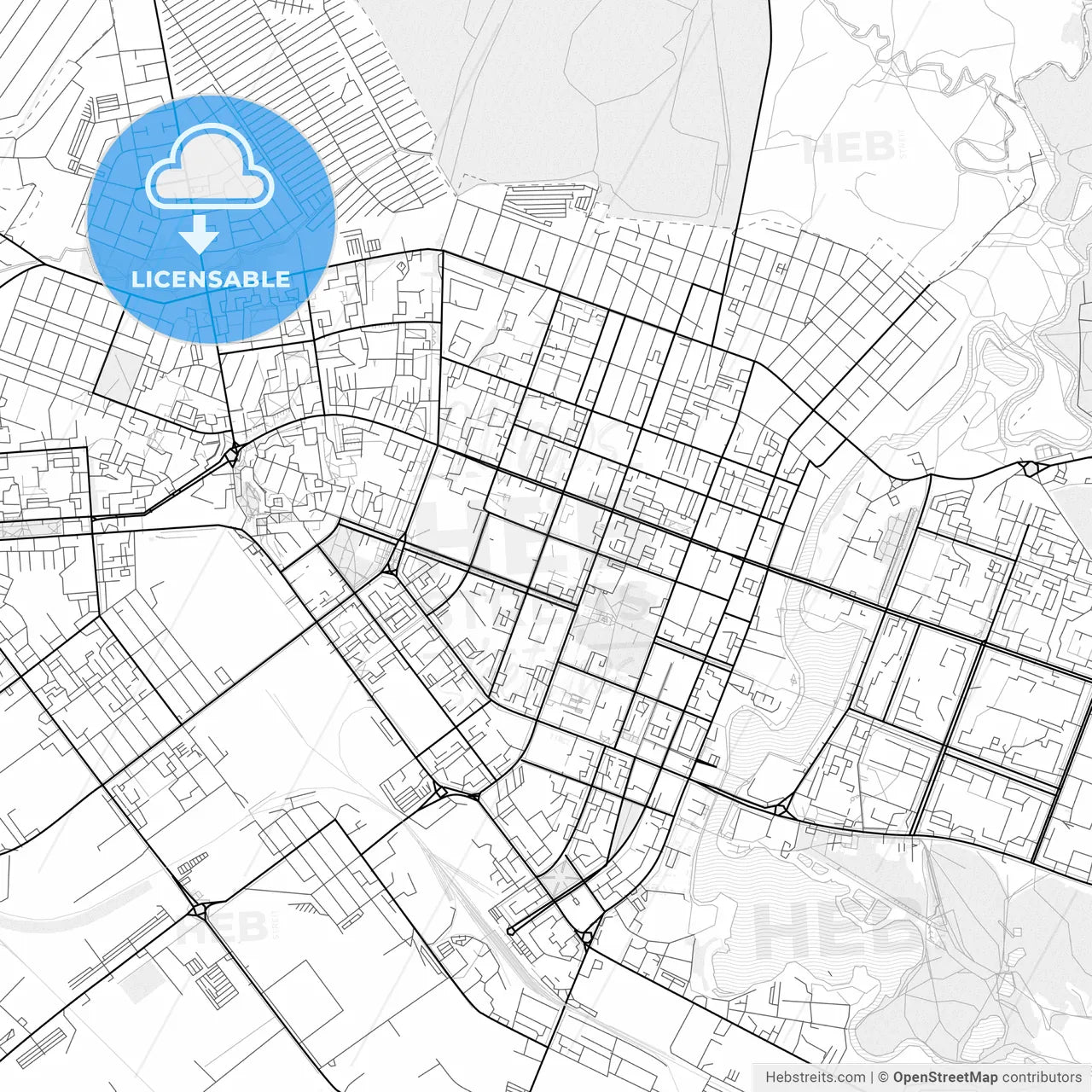 Vector PDF map of Yoshkar-Ola, Russia