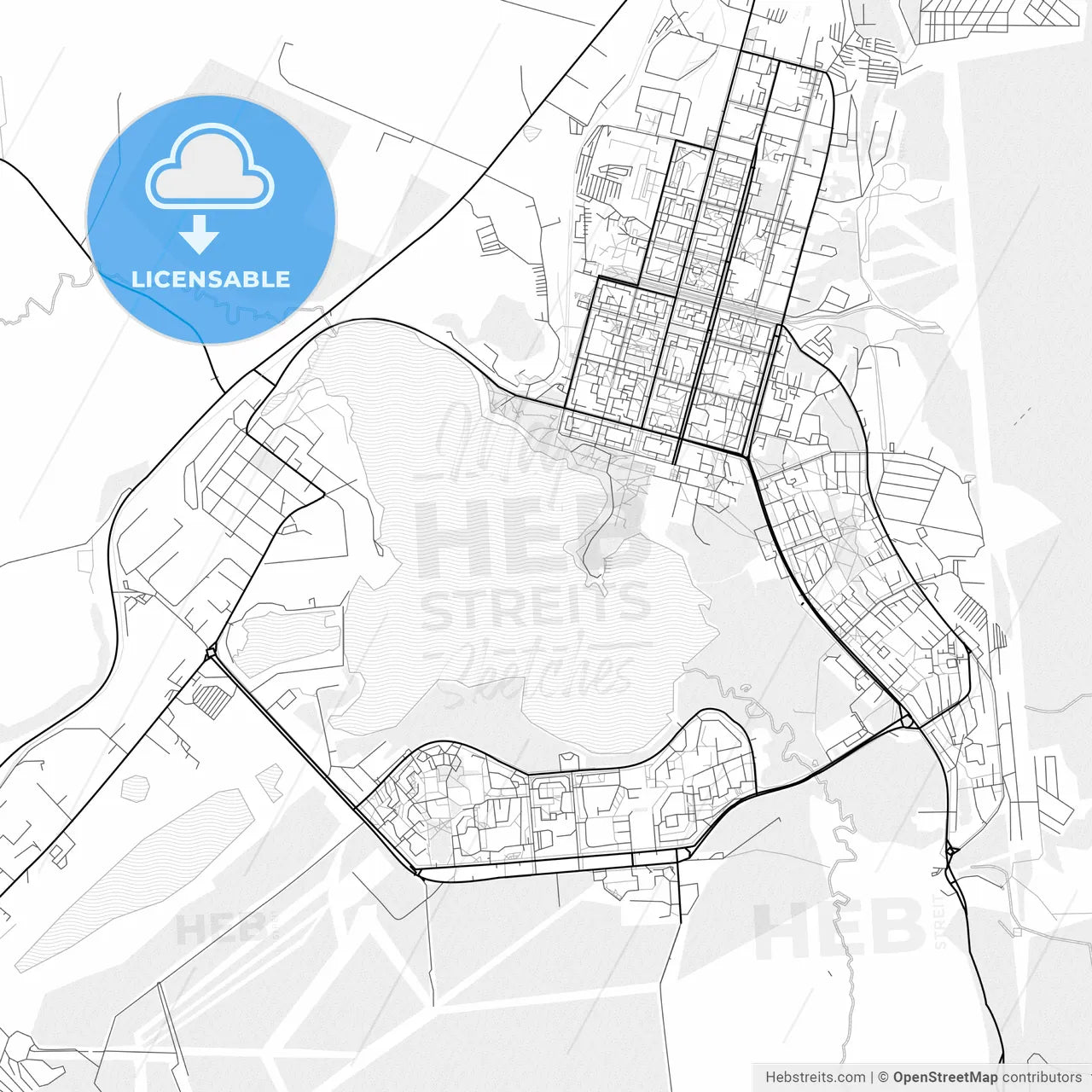Vector PDF map of Zheleznogorsk, Russia