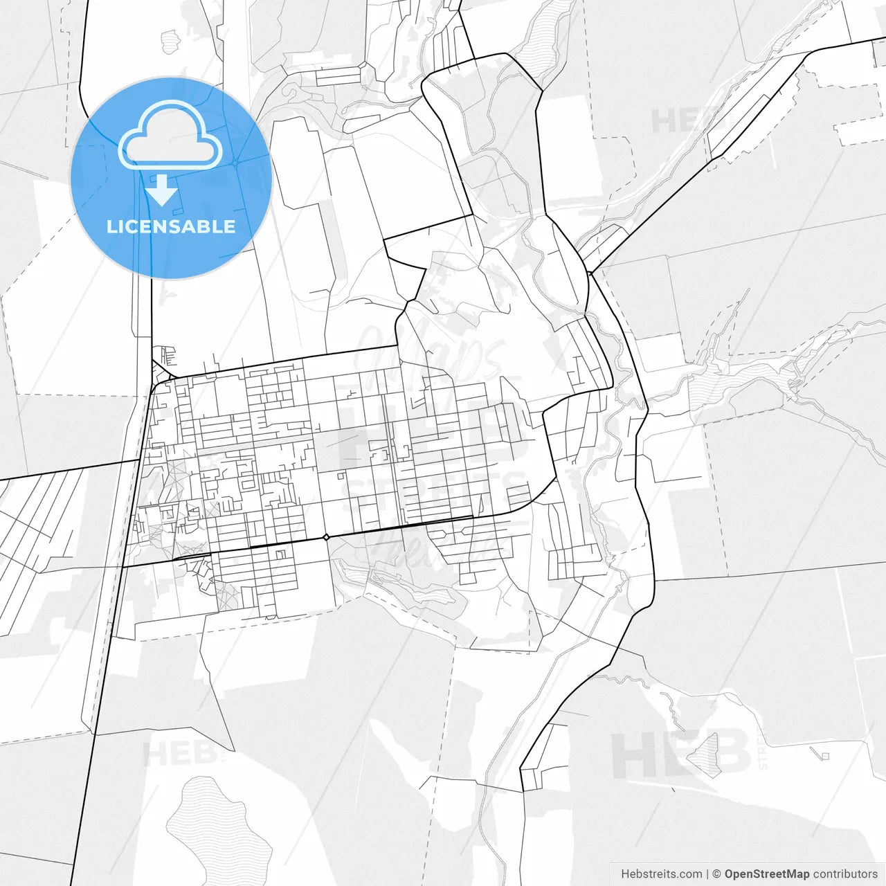 Vector PDF map of Zhovti Vody, Ukraine