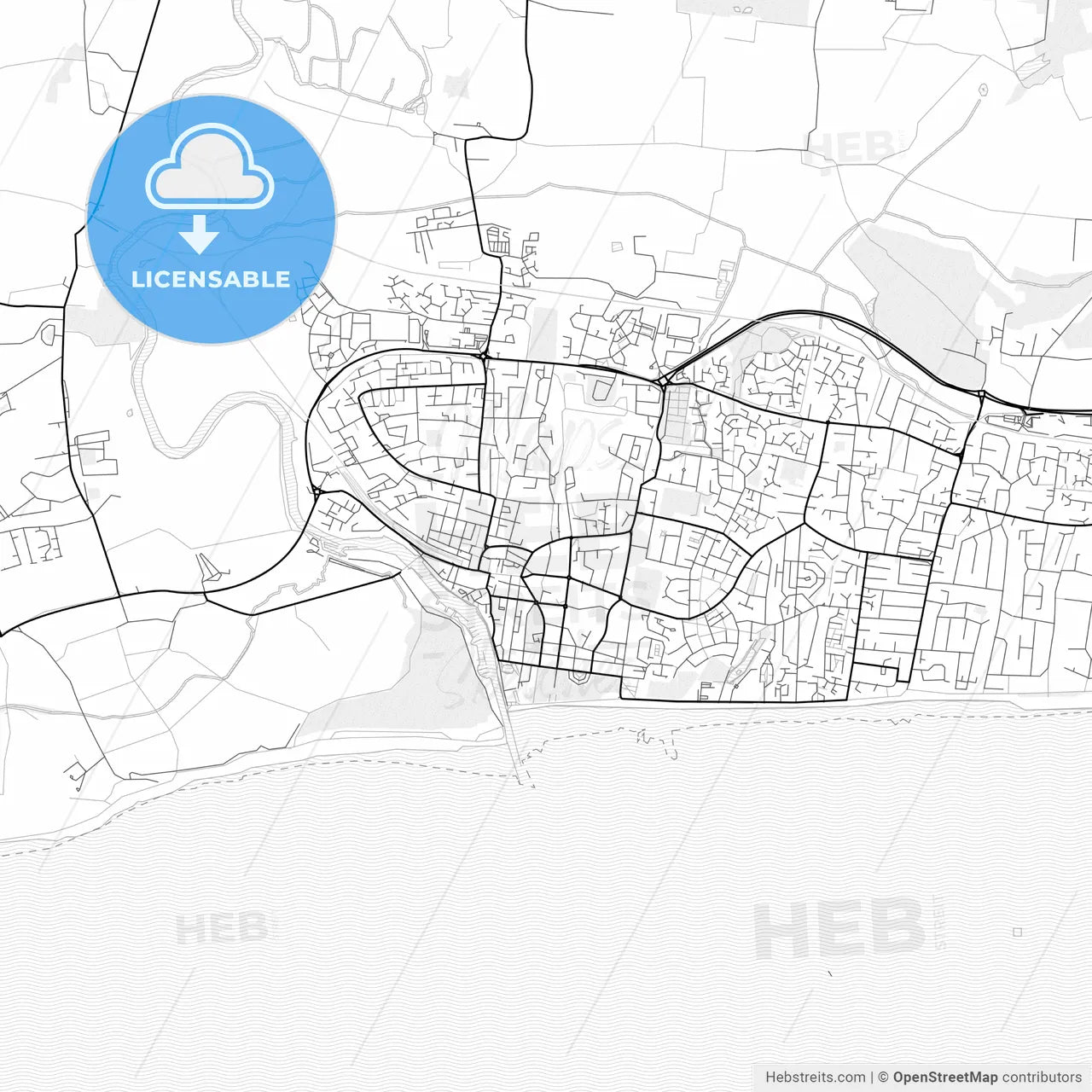 Vector PDF map of Littlehampton, England