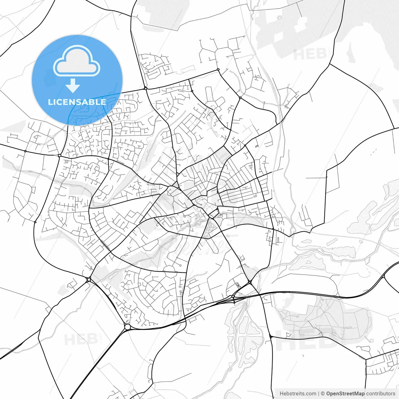 Vector PDF map of Wellingborough, England