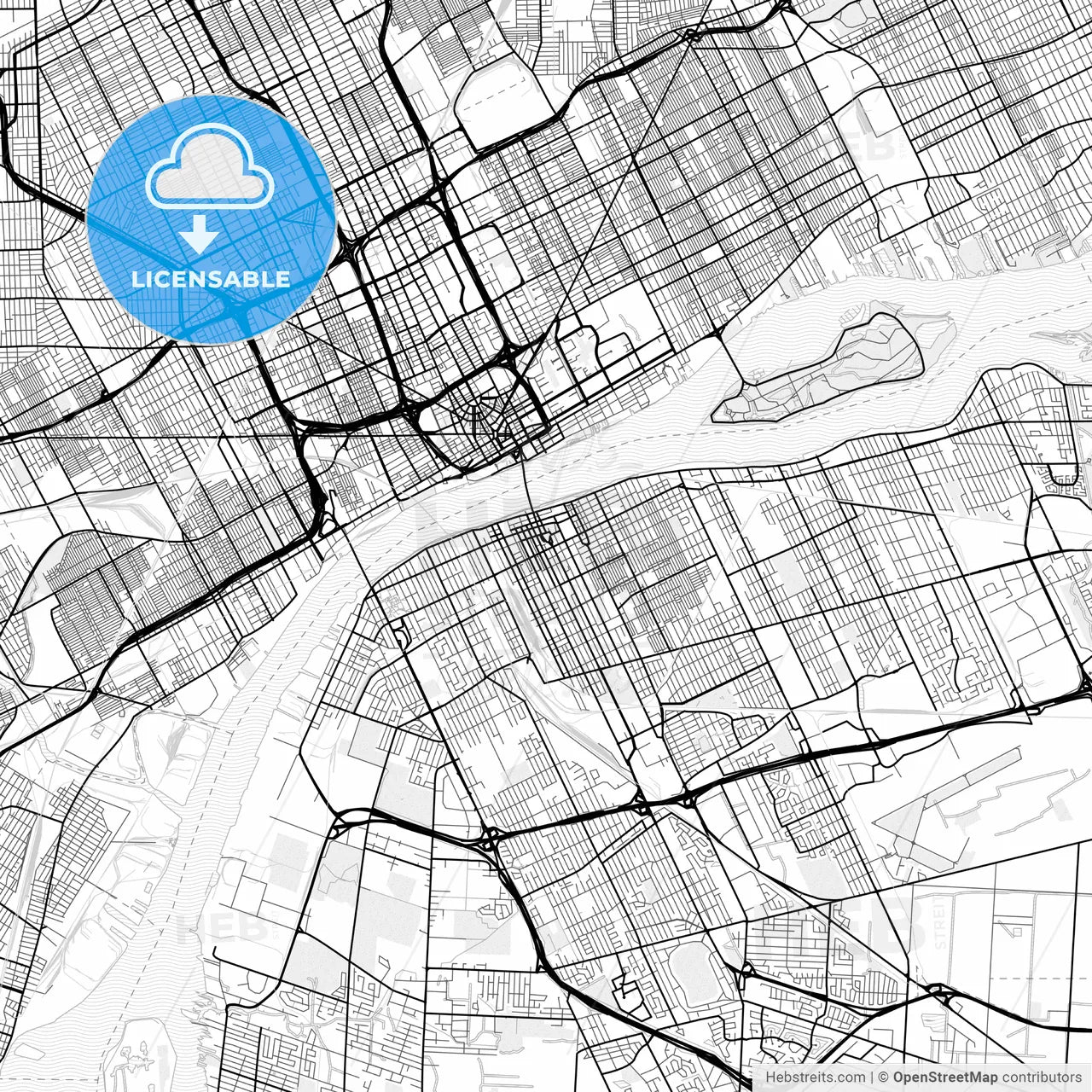 Vector PDF map of Windsor, Canada