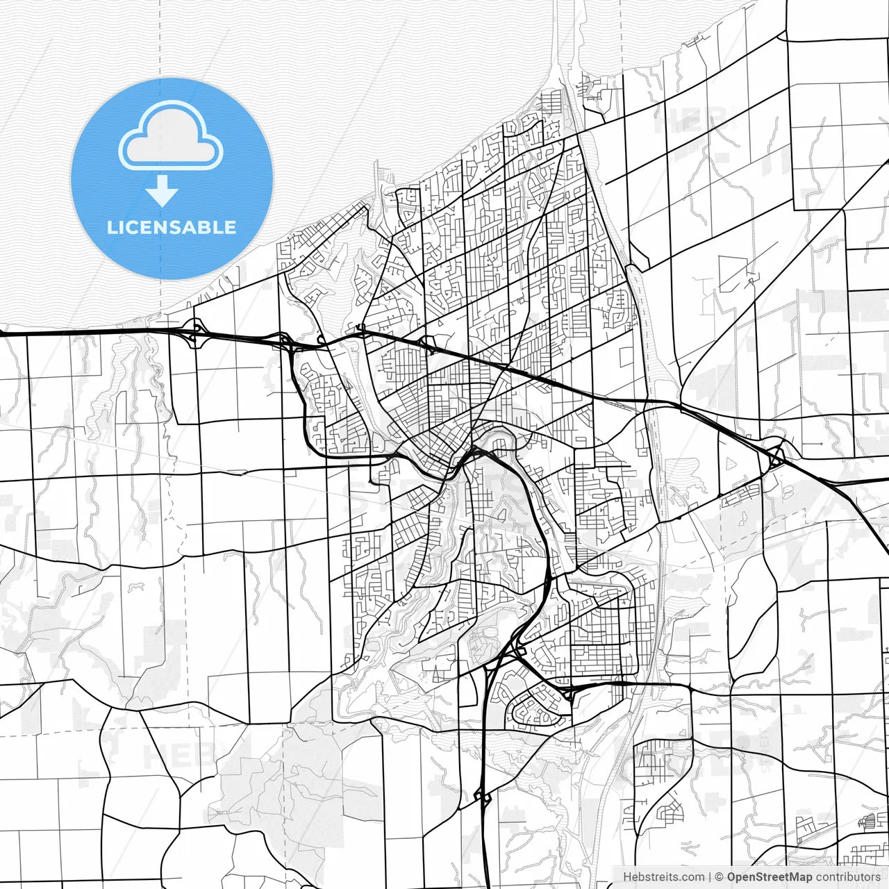 Vector PDF map of St. Catharines, Canada