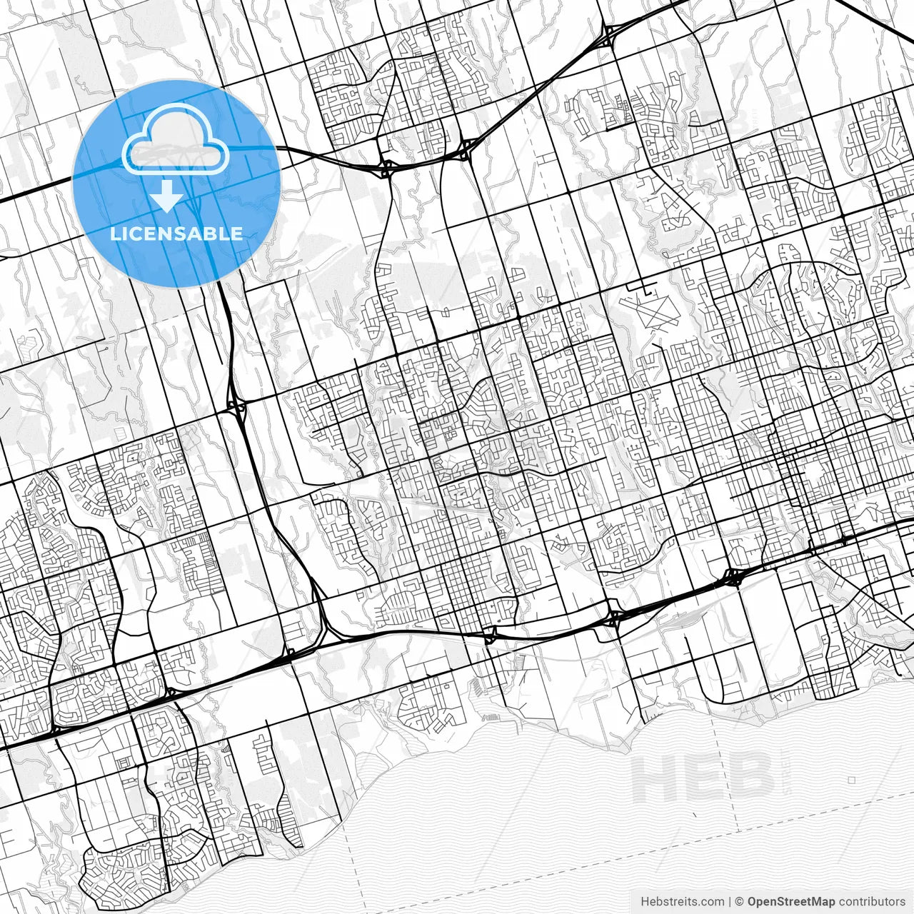Vector PDF map of Whitby, Canada