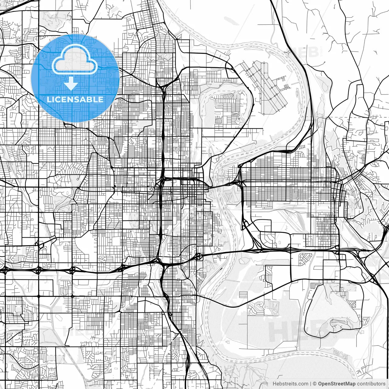 Vector PDF map of Omaha, Nebraska, United States