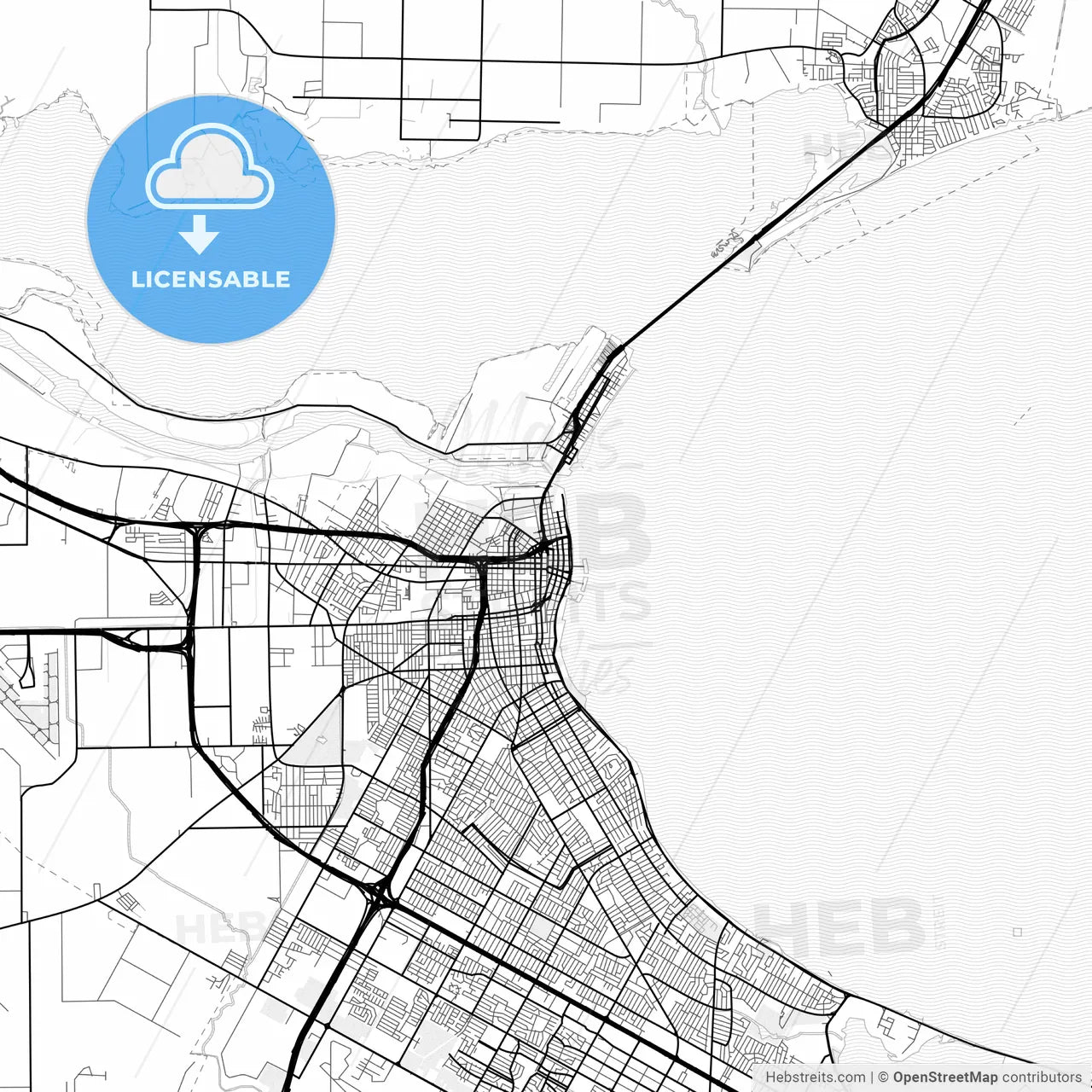 Vector PDF map of Corpus Christi, Texas, United States