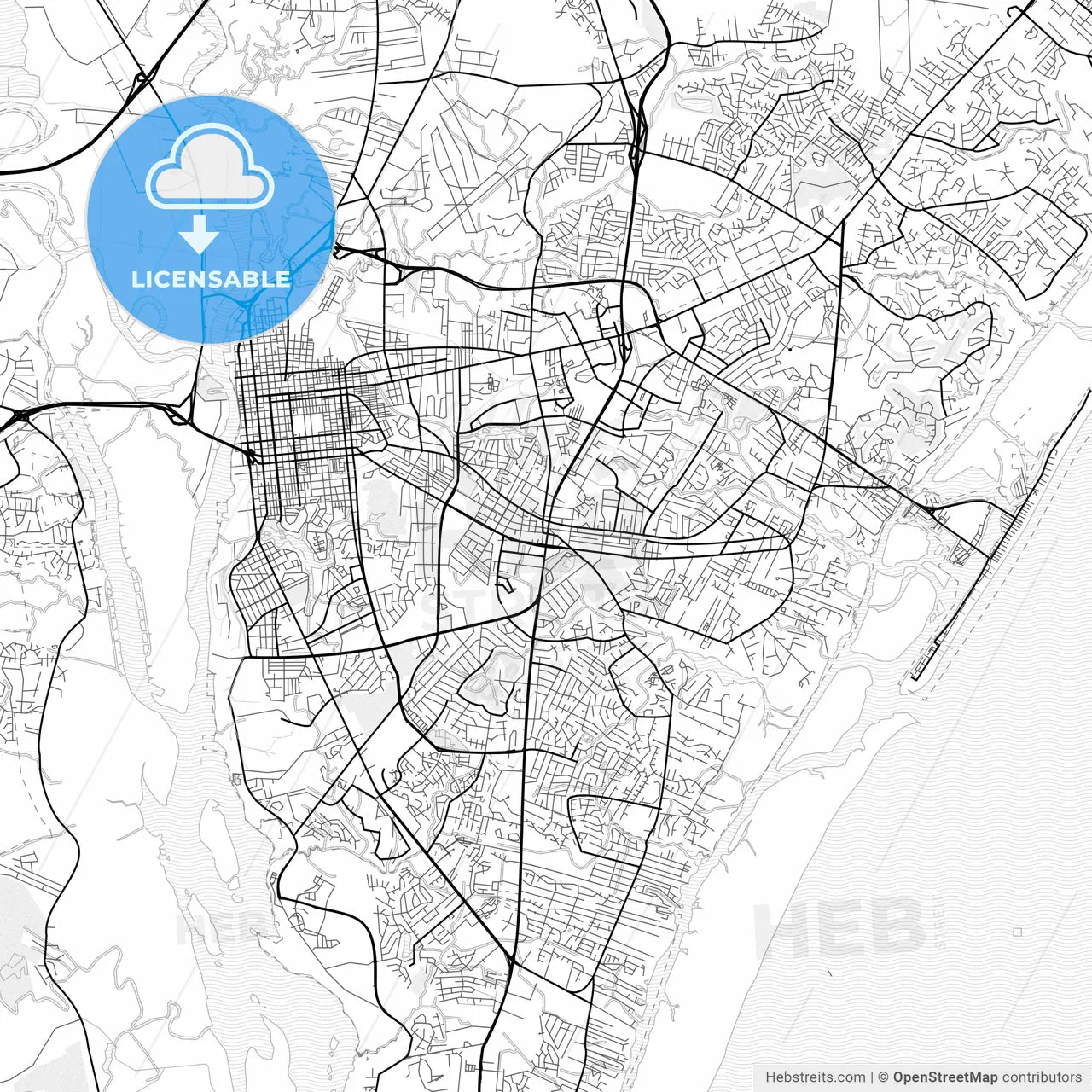 Vector PDF map of Wilmington, North Carolina, United States