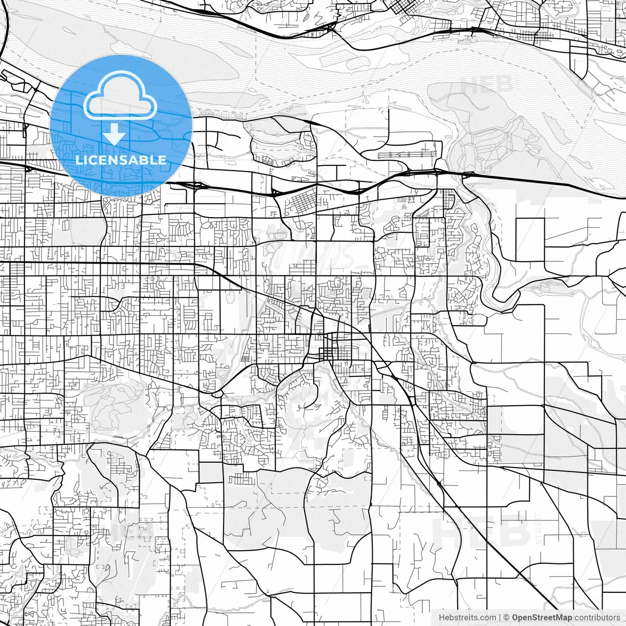 Vector PDF map of Gresham, Oregon, United States