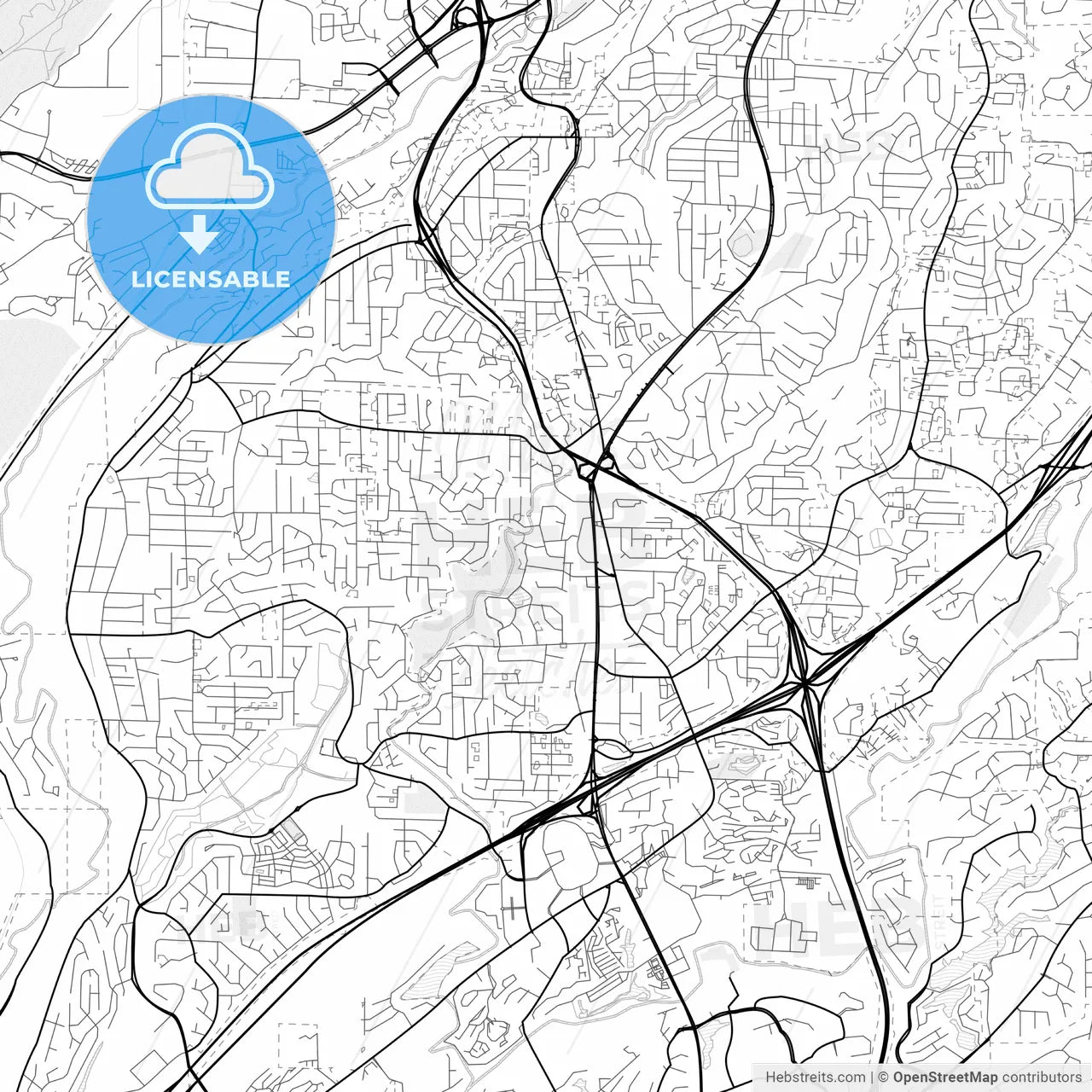 Vector PDF map of Hoover, Alabama, United States