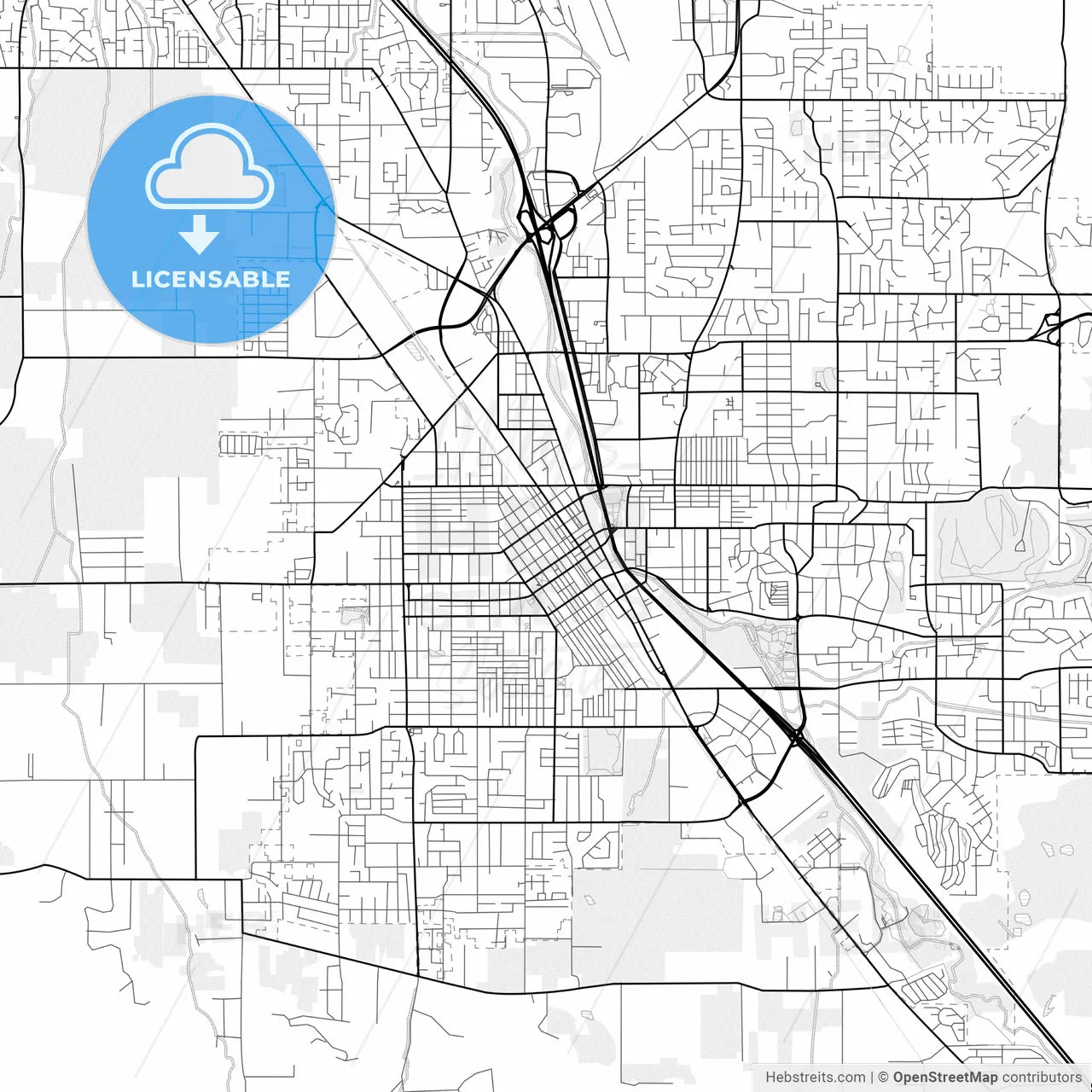 Vector PDF map of Medford, Oregon, United States