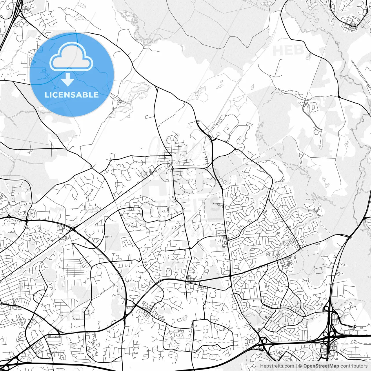 Vector PDF map of Bowie, Maryland, United States