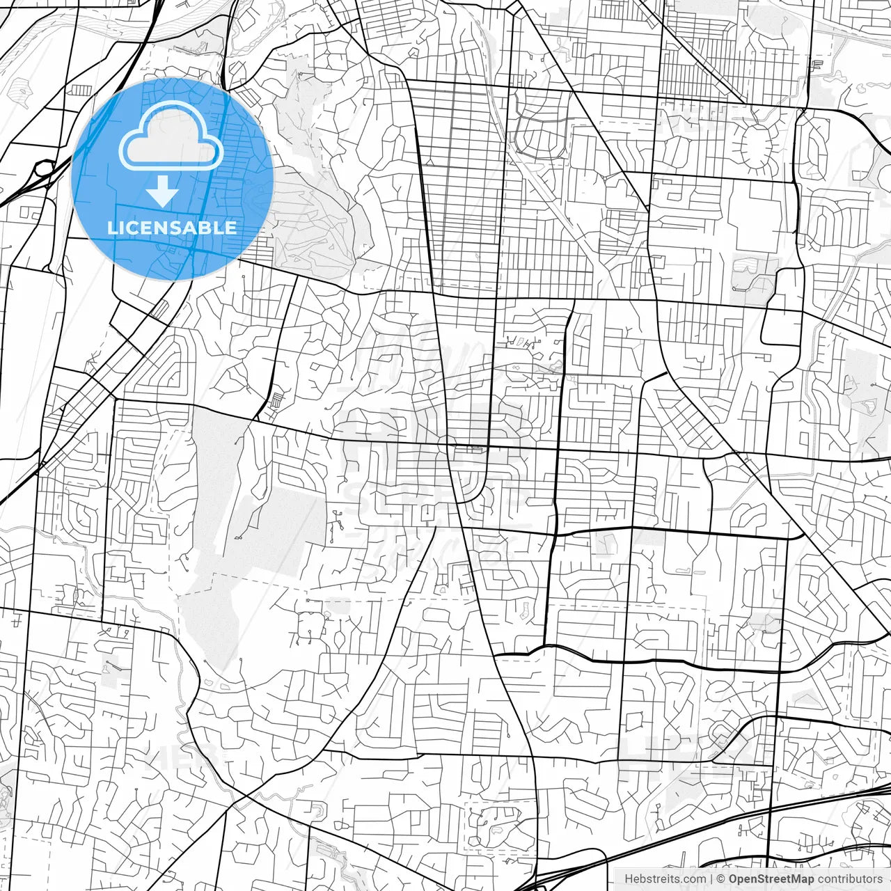 Vector PDF map of Kettering, Ohio, United States