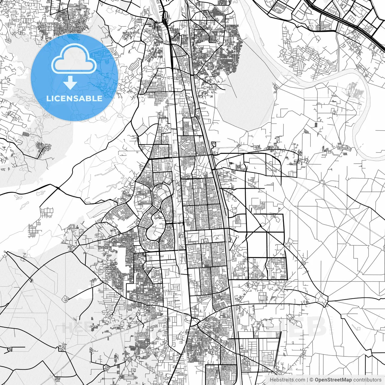 Vector PDF map of Faridabad, India
