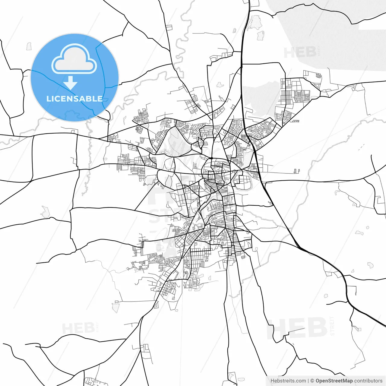 Vector PDF map of Belgaum, India