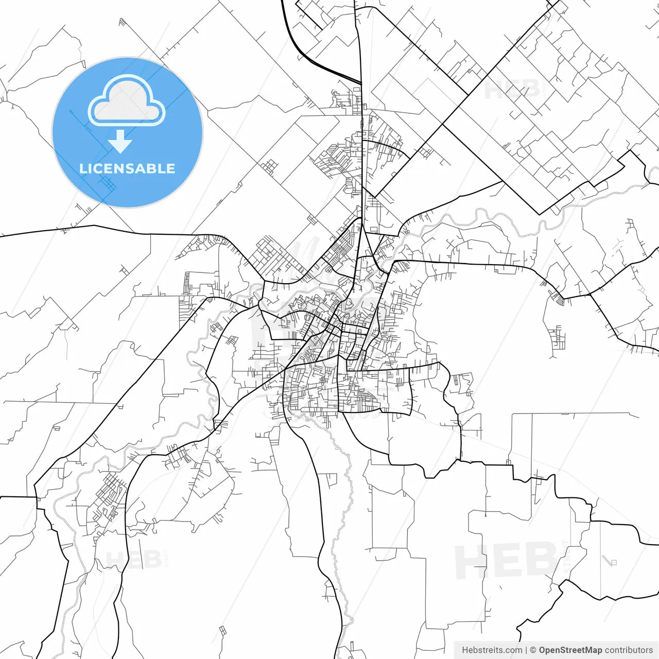 Vector PDF map of Tebing Tinggi, Indonesia