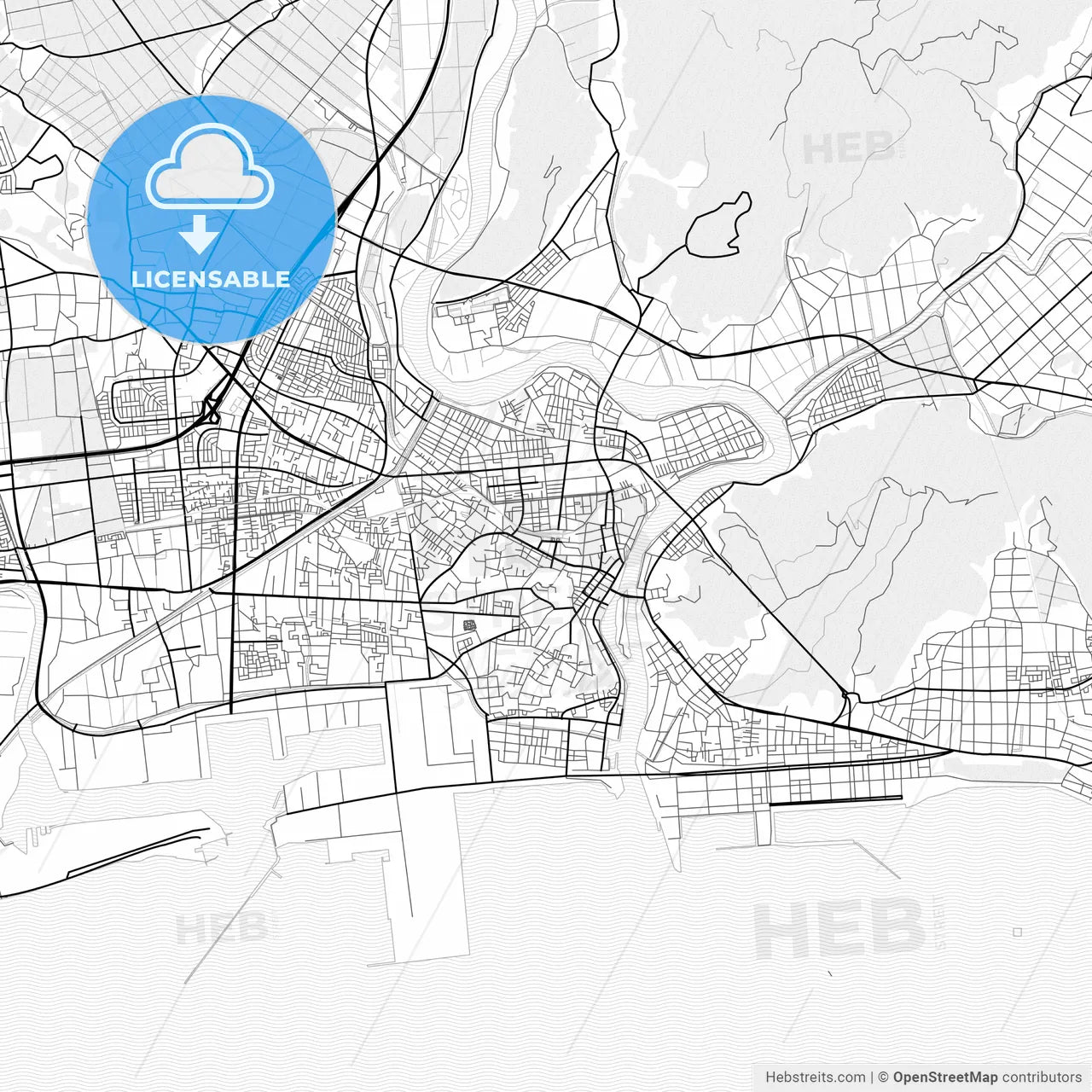 Vector PDF map of Ishinomaki, Japan
